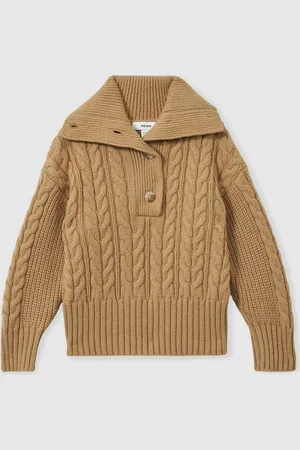 Reiss Etta Cotton-Blend Open-Collar Cable-Knit Jumper With Wool6