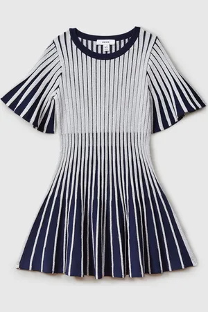 Reiss Ice Metallic Contrast Ribbed Dress158164 cm