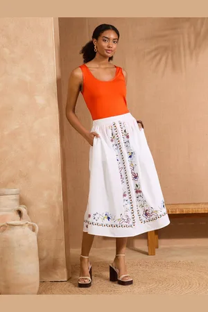 Love & Roses Embroidered Full Midi Skirt46