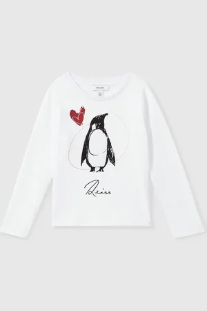 Reiss Marli Cotton Christmas Penguin-Print Logo T-Shirt9-10 lat