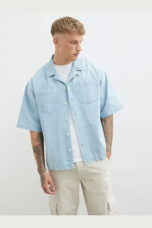 River Island Regular Fit Paisley Denim 100% Cotton ShirtS