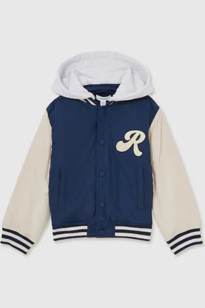 Reiss Fred Logo Patch Hooded Varsity Jacket98104 cm