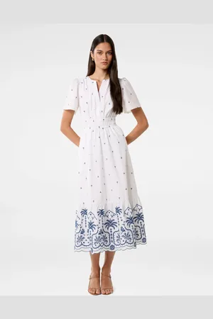 Forever New Eleanor Embroidered 100% Cotton Midi Dress44