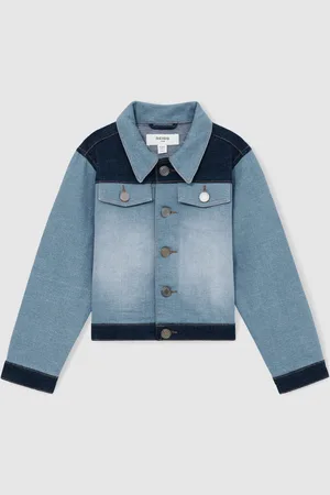 Reiss Briar Patchwork Two-Tone Denim Jacket104110 cm