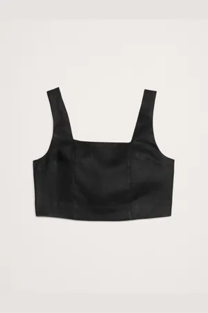 Banana Republic Linen Square-Neck Cropped Tank TopL