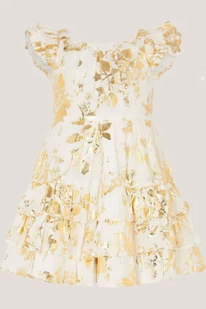Monsoon Baby Foil Floral Print Tiered Dress5662 cm