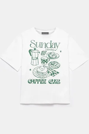 mint&berry Oversized 100% Cotton Sunday Coffee Club T-ShirtM