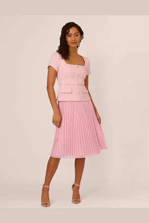 Adrianna Papell Pink Boucle Combo Midi Dress38