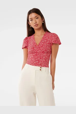 Forever New Lulu Printed Flutter Sleeves TopL