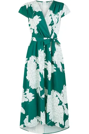 Yumi Blossom Print Wrap Midi Dress With Dipped Hem46