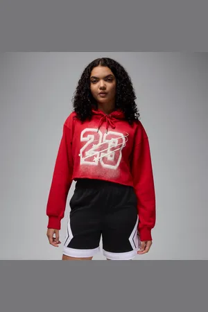 Jordan Damska krótka bluza z kapturem z satynową podszewką Flight Fleece