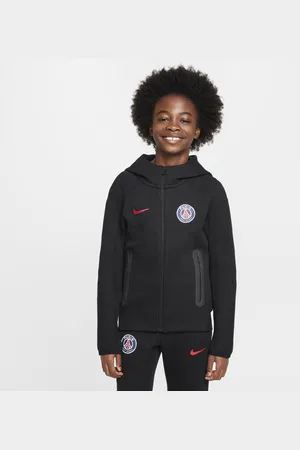 Nike Piłkarska bluza z kapturem i zamkiem na całej długości dla dużych dzieci (chłopców) Paris Saint-Germain Tech Fleece