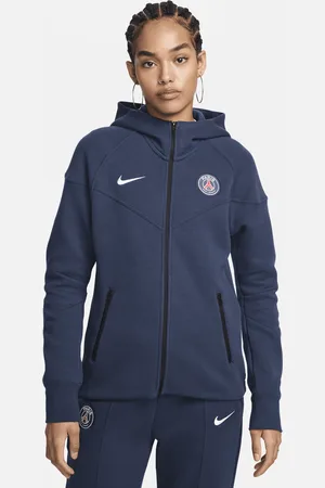 Nike Damska bluza piłkarska z kapturem i zamkiem na całej długości Paris Saint-Germain Tech Fleece Windrunner