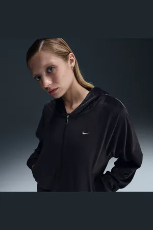 Nike Damska luźna welurowa bluza z kapturem i zamkiem na całej długości Sportswear Chill Knit