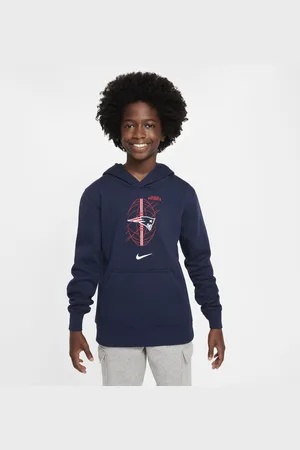 Nike Dzianinowa bluza z kapturem dla dużych dzieci NFL New England Patriots Club Icon Edition