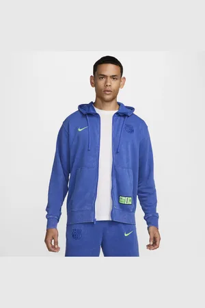 Nike Męska bluza piłkarska z kapturem i zamkiem na całej długości z dzianiny dresowej FC Barcelona Club (wersja trzecia)