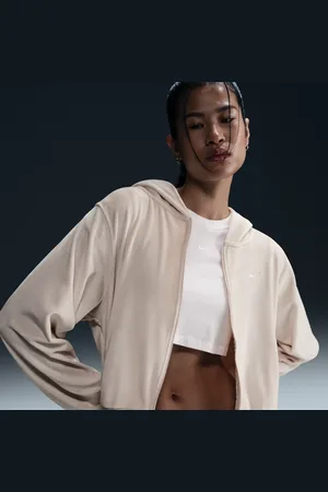 Nike Damska luźna welurowa bluza z kapturem i zamkiem na całej długości Sportswear Chill Knit