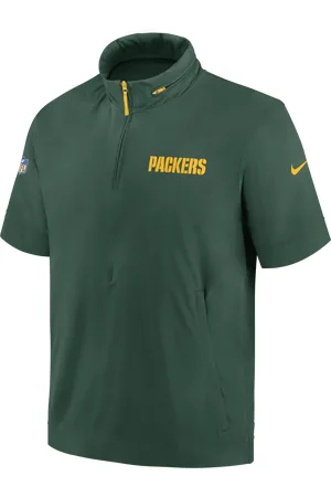 Nike Męska kurtka z kapturem, krótkim rękawem i zamkiem 1/2 NFL Green Bay Packers Sideline Coach