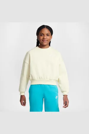 Nike Dziewczęca bluza dresowa o pudełkowym kroju z półokrągłym dekoltem Sportswear Club Fleece