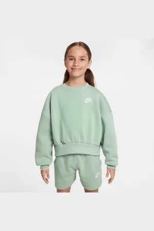Nike Dziewczęca bluza dresowa o pudełkowym kroju z półokrągłym dekoltem Sportswear Club Fleece