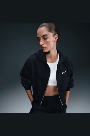 Nike Damska bluza z kapturem o luźnym skróconym kroju z zamkiem na całej długości Sportswear Phoenix Fleece