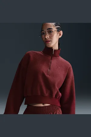 Nike Damska wygodna dzianinowa bluza o skróconym kroju oversize z zamkiem 1/4 Sportswear Phoenix Plush