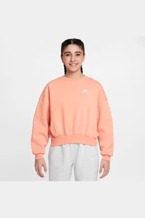 Nike Dziewczęca bluza dresowa o pudełkowym kroju z półokrągłym dekoltem Sportswear Club Fleece