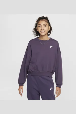 Nike Dziewczęca bluza dresowa o pudełkowym kroju z półokrągłym dekoltem Sportswear Club Fleece
