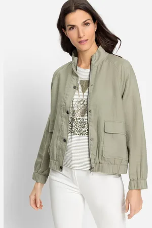Olsen Lniana marynarka damska w kolorze khaki - Modern Utility