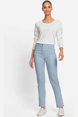 Olsen Niebieskie spodnie damskie Mona Slim - Coast Vibes