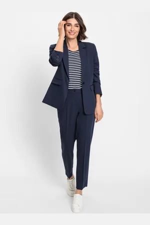Olsen Granatowe eleganckie spodnie damskie Lisa - Basic