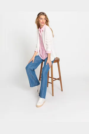 Olsen LENZING TENCEL™ Niebieskie spodnie damskie Anna Wide - Back in Bloom