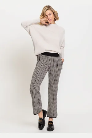 Olsen Spodnie damskie Pia Bootcut ze wzorem w jodełkę z wiskozą - Designer Choice