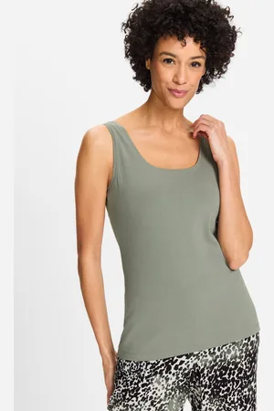 Olsen Top damski Edda khaki bez rękawów – Urban Jungle