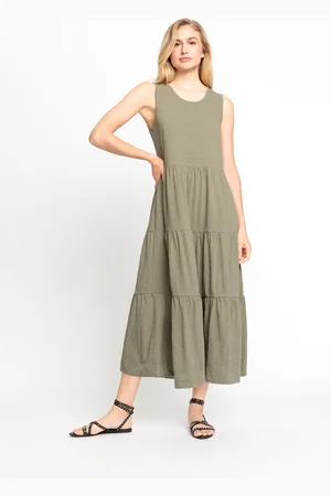 Olsen Długa sukienka Khaki -City Culture