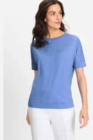 Olsen Niebieska bawełniana bluzka damska Cosima z elastanem – Ocean Breeze