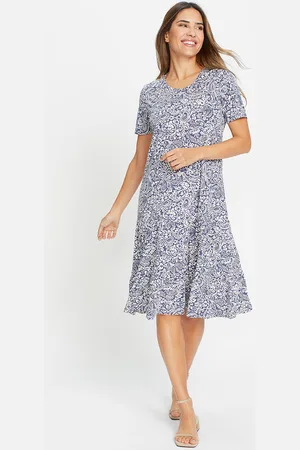 Olsen Niebieska sukienka damska ze wzorem paisley – Boho Beauty