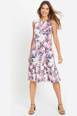 Olsen Różowa sukienka damska bez rękawów z falbanką – Boho Beauty