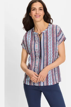 Olsen Różowa bawełniana bluzka damska Cosima z troczkami – Boho Beauty