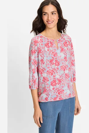 Olsen TENCEL™ Modal Różowa bluzka damska z kwiatowym printem – Boho Beauty