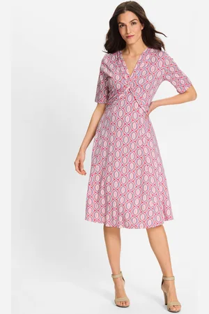 Olsen TENCEL™ Modal Różowa sukienka z geometrycznym wzorem – Boho Beauty