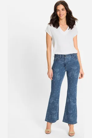 Olsen REPREVE® Jeansy damskie Mona Bootcut ze wzorem paisley – Boho Beauty