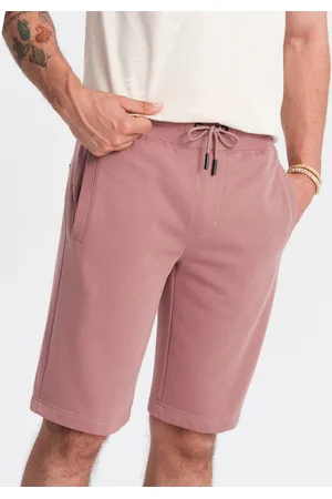 Ombre Clothing Męskie szorty dresowe przed kolano BASIC – ciemnoróżowe V4 OM-SRBS-0149