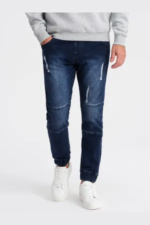 Ombre Clothing Spodnie męskie marmurkowe JOGGERY z przetarciami