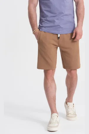 Ombre Clothing Spodenki męskie dzianinowe ze ściągaczem i kieszeniami