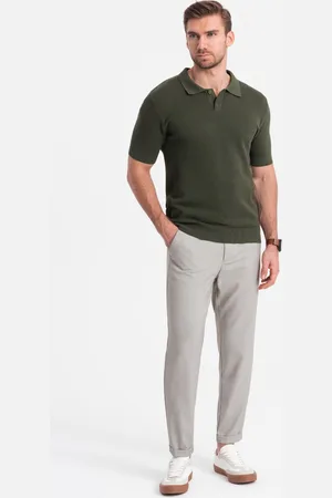 Ombre Clothing Spodnie męskie chino z gumką w pasie SLIM FIT