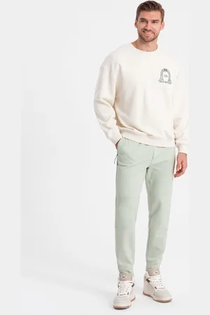 Ombre Clothing Męskie spodnie joggery dresowe na gumce z przeszyciami – miętowe V3 OM-PASK-0142