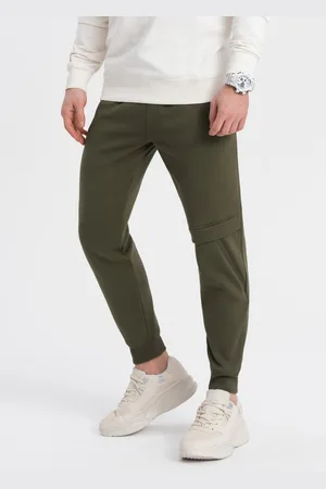Ombre Clothing Spodnie męskie dresowe z przeszyciem i zamkiem na nogawce