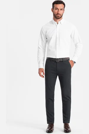 Ombre Clothing Spodnie klasyczne męskie chino z delikatną teksturą