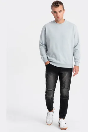Ombre Clothing Spodnie męskie marmurkowe JOGGERY z przetarciami